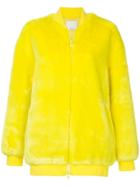 Tibi Luxe Faux Fur Track Jacket - Yellow & Orange