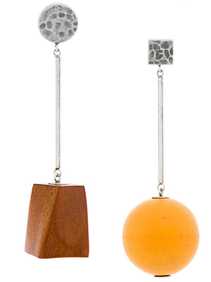 Jacquemus Asymmetric Pendant Earrings - Yellow & Orange