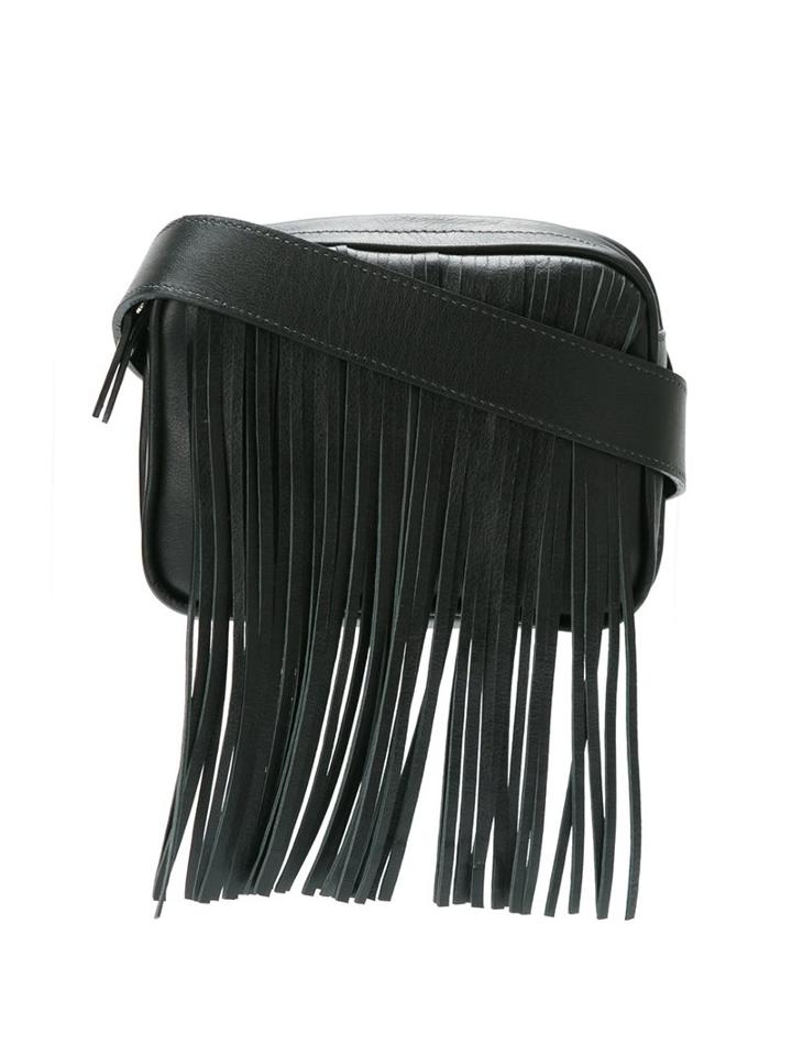 Sarah Chofakian Fringed Bumbag, Women's, Black, Goat Skin