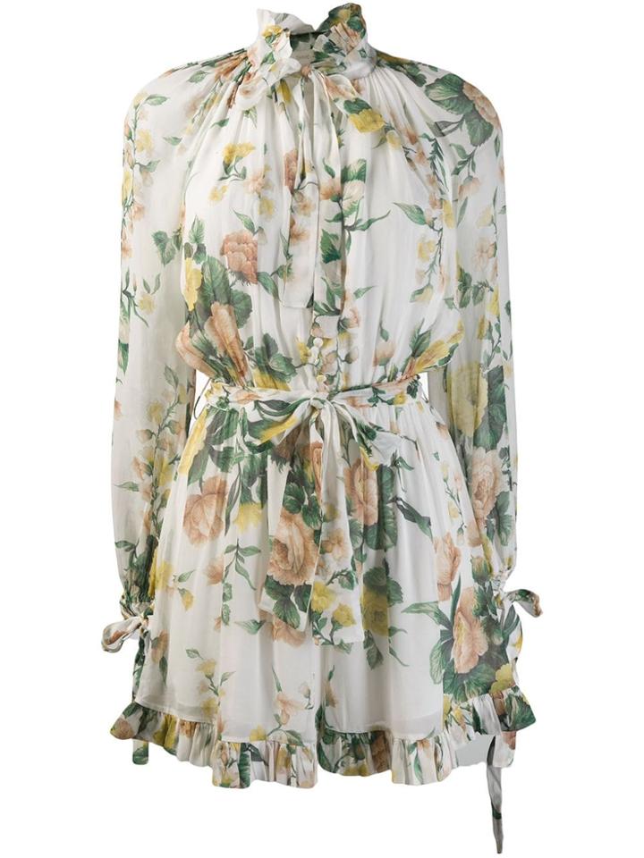Zimmermann Floral Print Mini Dress - White