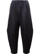Pleats Please By Issey Miyake Pleated Cropped Trousers, Women's, Size: 1, Blue, Polyester