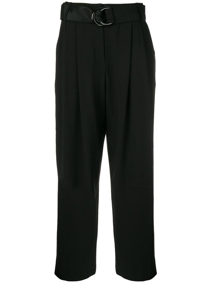 Emporio Armani Belted High Waisted Trousers - Black