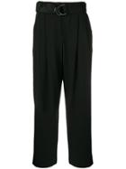 Emporio Armani Belted High Waisted Trousers - Black