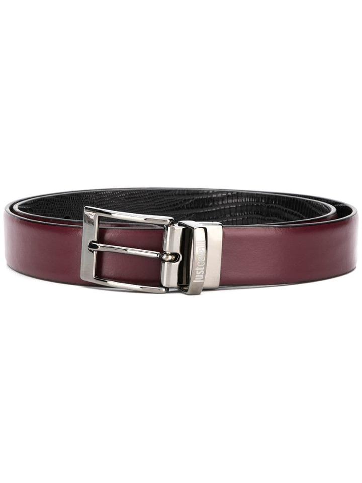Just Cavalli Logo Engraved Buckle Belt - Black
