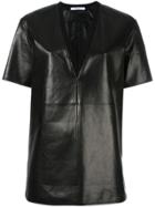 Givenchy V-neck Leather T-shirt - Black