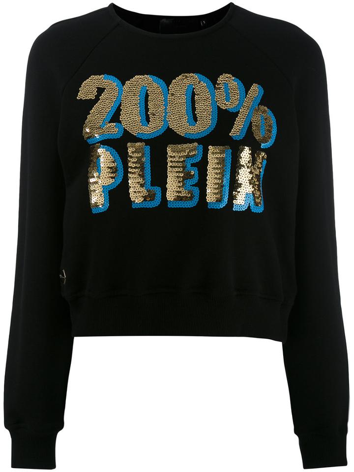 Philipp Plein - Cropped Sweatshirt - Women - Cotton - M, Black, Cotton