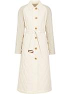 Burberry Reversible Contrast Sleeve Quilted Cotton Car Coat - White