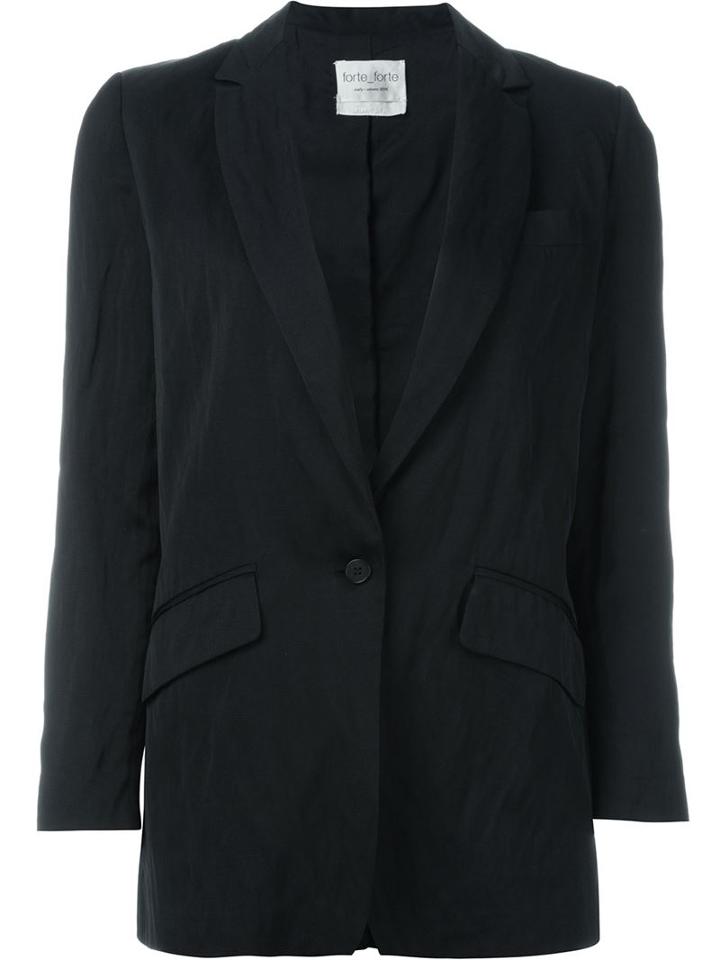 Forte Forte Single Button Blazer, Women's, Size: 2, Black, Viscose/cotton/metallic Fibre