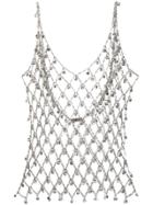 Paco Rabanne Stone Embellished Fishnet Top - Silver