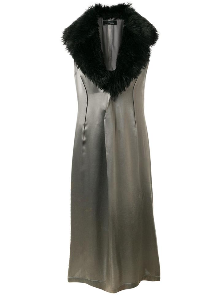 Comme Des Garçons Vintage Faux Fur Collar Dress - Metallic