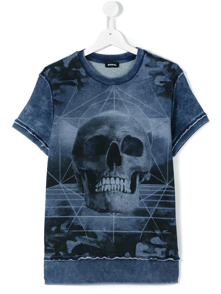 Diesel Kids - Teen Printed T-shirt - Kids - Cotton - 14 Yrs, Boy's, Blue