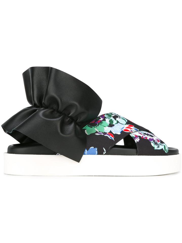 Msgm Sling-back Flat Sandals - Black