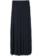 Victoria Beckham Pleated Long Length Skirt - Blue