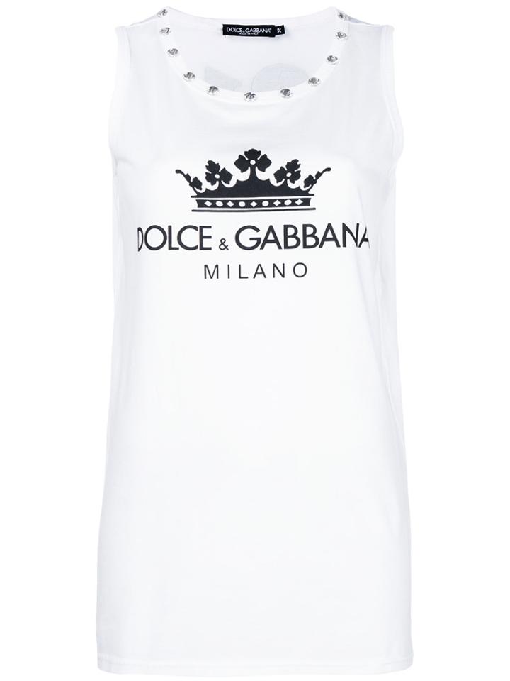 Dolce & Gabbana Logo Printed Tank Top - White