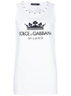 Dolce & Gabbana Logo Printed Tank Top - White