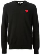 Comme Des Garçons Play Embroidered Heart Jumper, Men's, Size: Large, Black, Wool