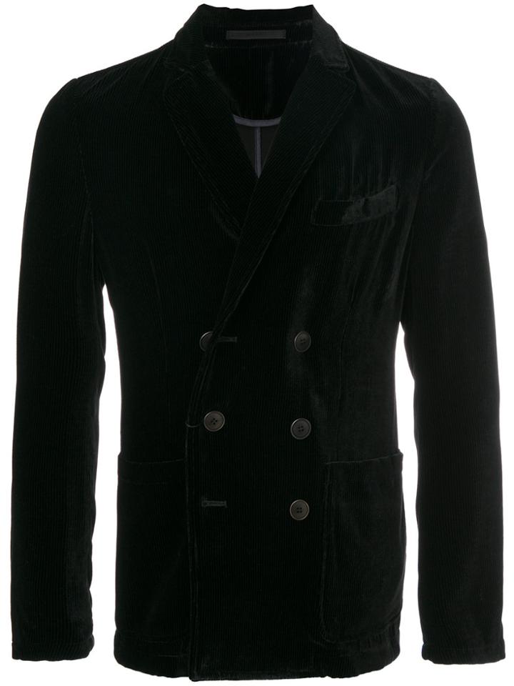 Giorgio Armani Double Breasted Corduroy Jacket - Black