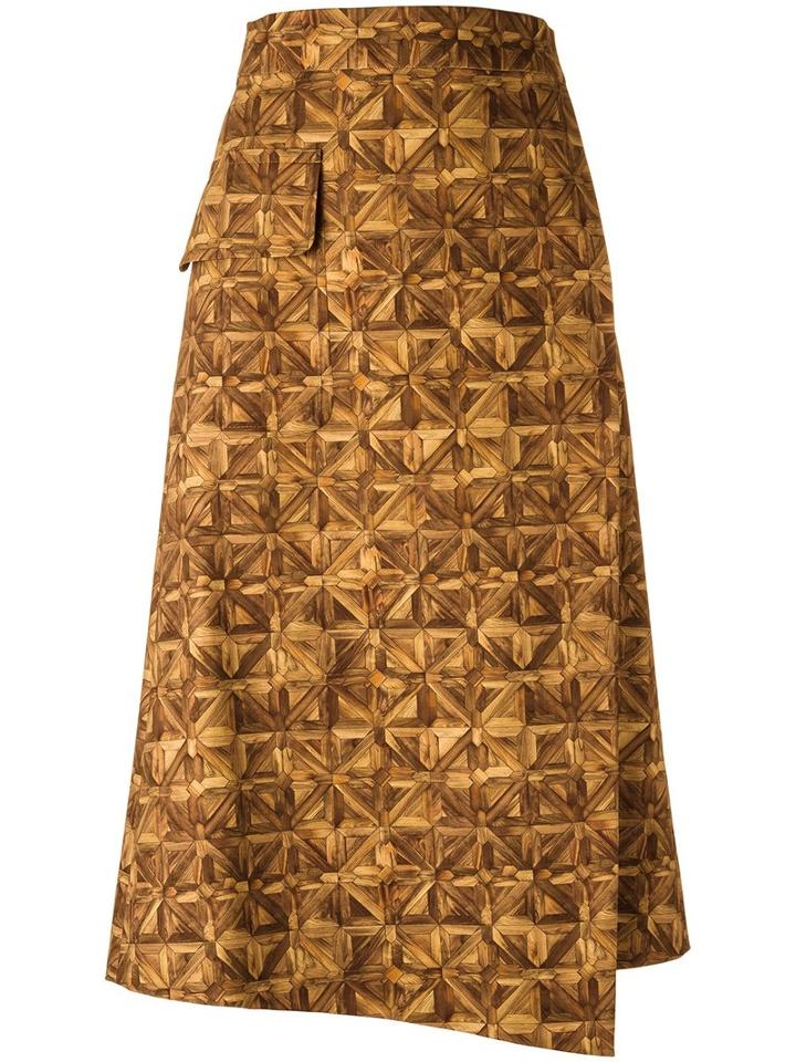 Andrea Marques All-over Print Skirt, Women's, Size: 38, Brown, Cotton/spandex/elastane