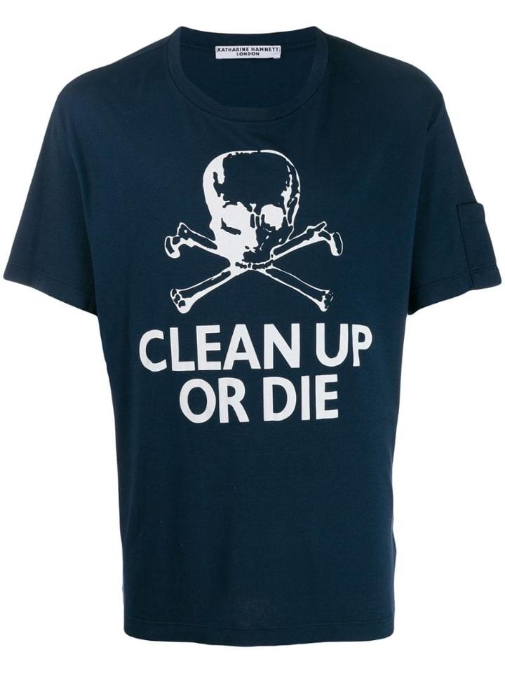 Katharine Hamnett London Printed 'clean Up Or Die' T-shirt - Blue