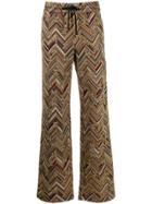 M Missoni Chevron Pattern Wide-leg Trousers - Gold