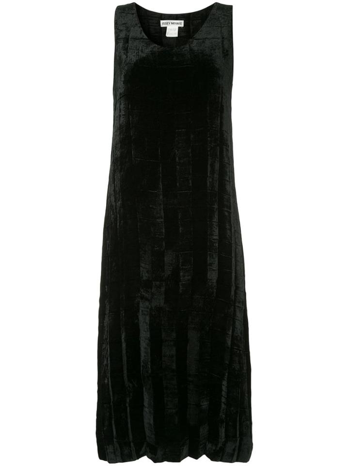 Issey Miyake Vintage Square Patterned Pleated Dress - Black