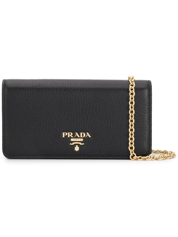 Prada Classic Logo Plaque Crossbody - Black