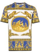 Versace Blue And White Medusa Print Cotton Short Sleeve T Shirt -
