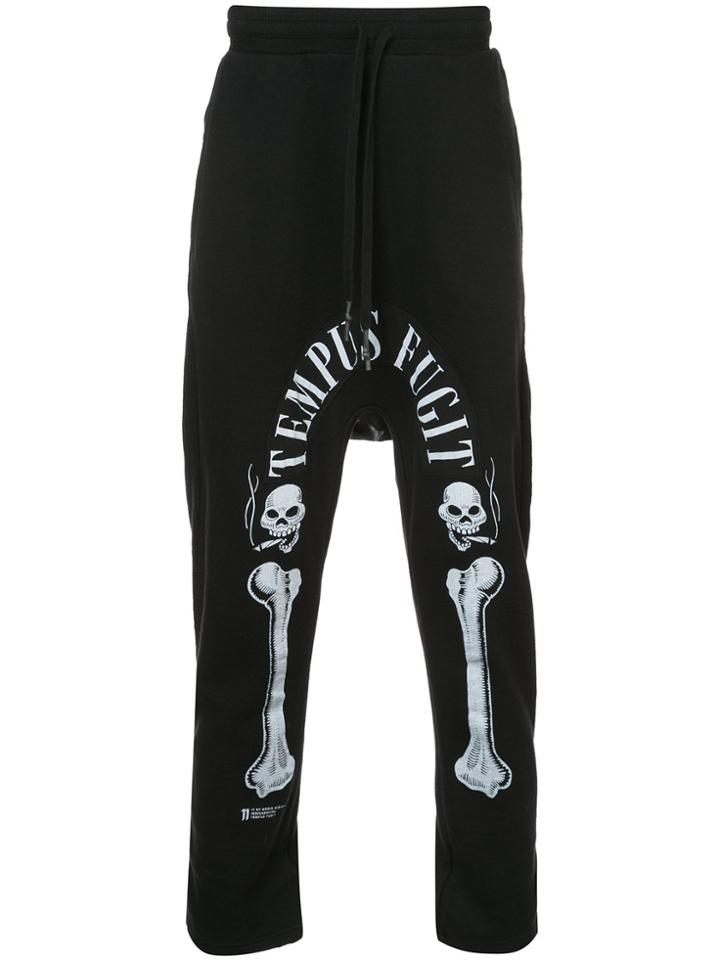 11 By Boris Bidjan Saberi Skull Patch Track Pants - Black