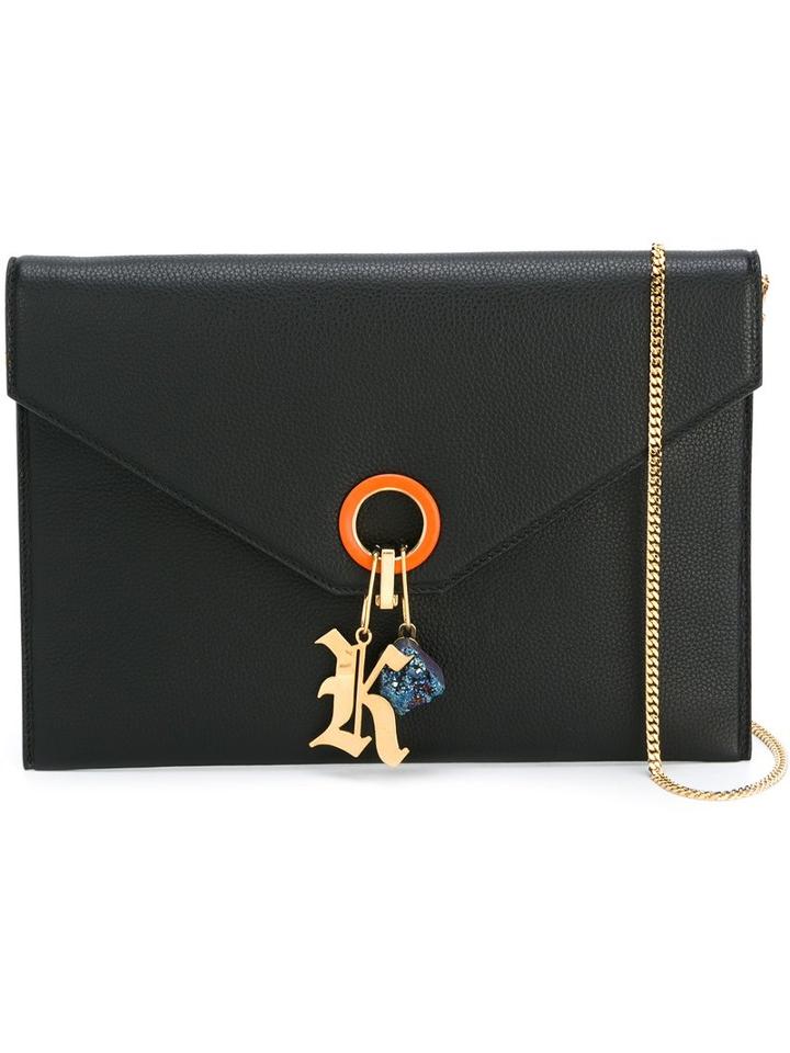 Christopher Kane Envelope Clutch Bag, Women's, Black, Calf Leather/stone/metal