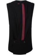 Ann Demeulemeester Contrast Stripe Vest, Men's, Size: Medium, Black, Wool