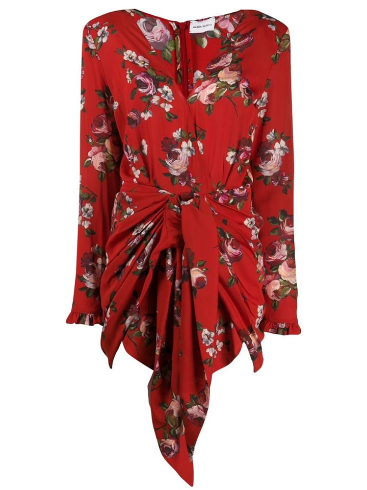 Magda Butrym Rose Print Shirt Dress - Red