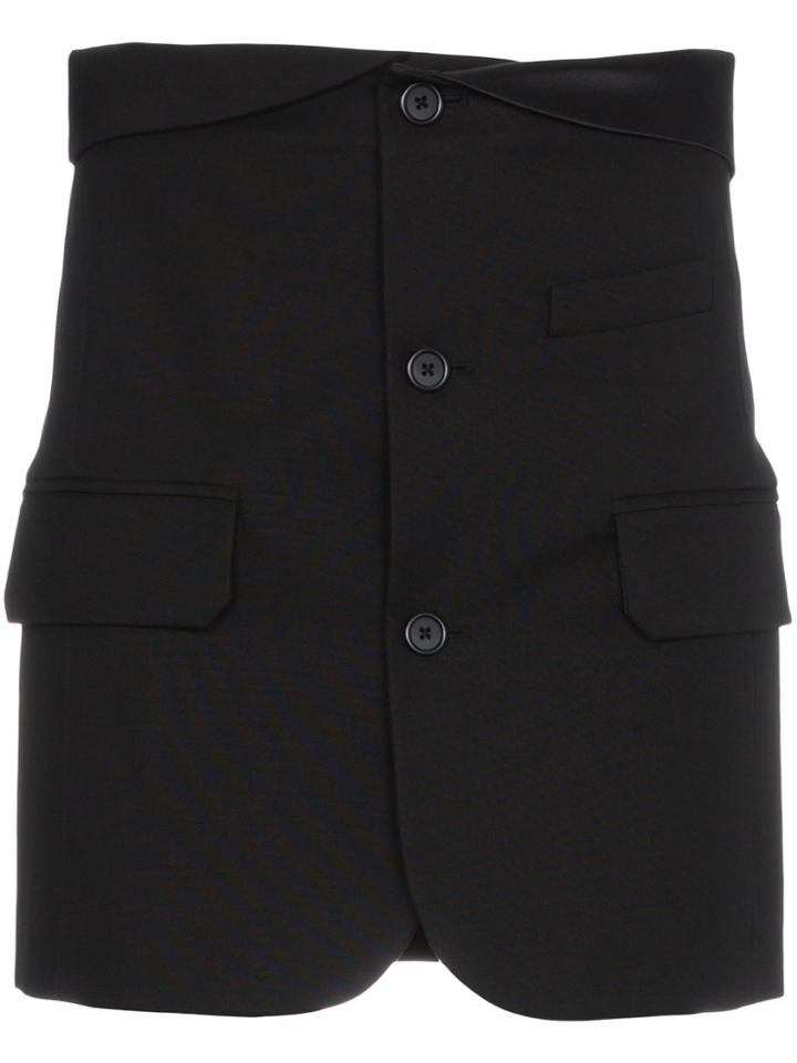 Helmut Lang Button Down Fold-over Mini Skirt - Black
