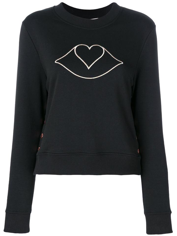 See By Chloé Embroidered Heart Lips Sweatshirt - Black