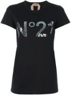 No21 Logo Print T-shirt, Women's, Size: 40, Black, Cotton/pvc