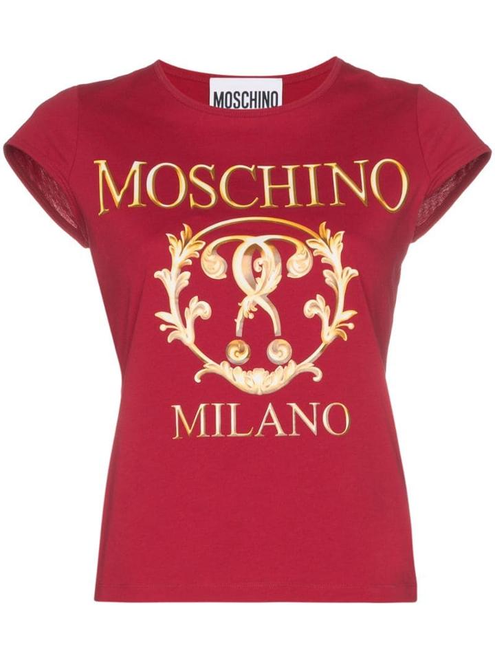 Moschino Cap-sleeve Logo T-shirt - Red