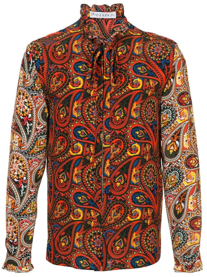 Jw Anderson Men's Paisley Zip-through Shirt - Red