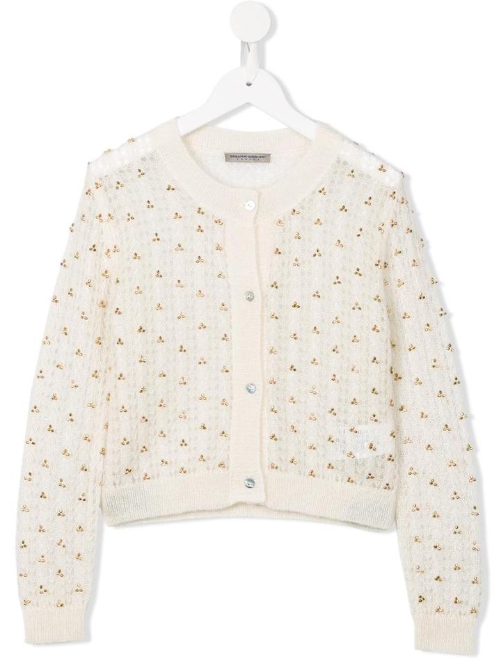 Ermanno Scervino Junior Embellished Cardigan, Girl's, Size: 6 Yrs, White