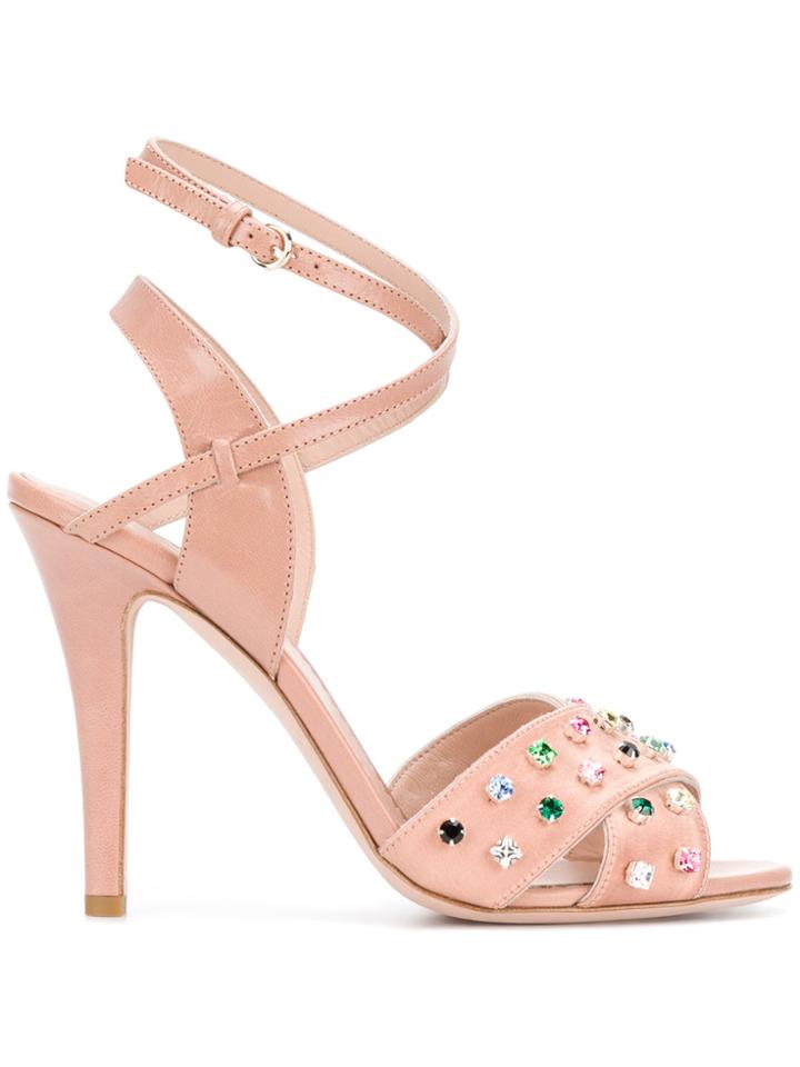 Red Valentino Jewel Embellished Sandals - Nude & Neutrals