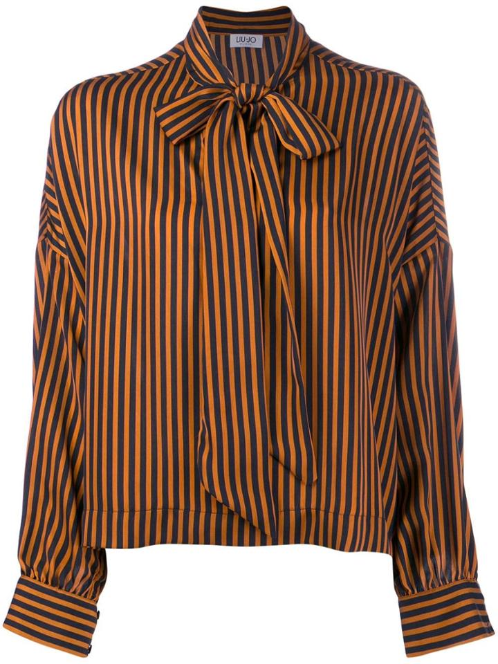 Liu Jo Pussy Bow Striped Blouse - Black