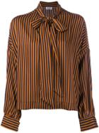 Liu Jo Pussy Bow Striped Blouse - Black