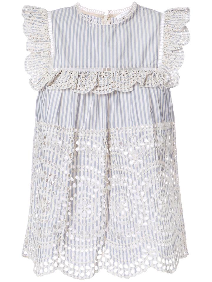 Zimmermann - Meredian Stripe Blouse - Women - Cotton - 0, Blue, Cotton