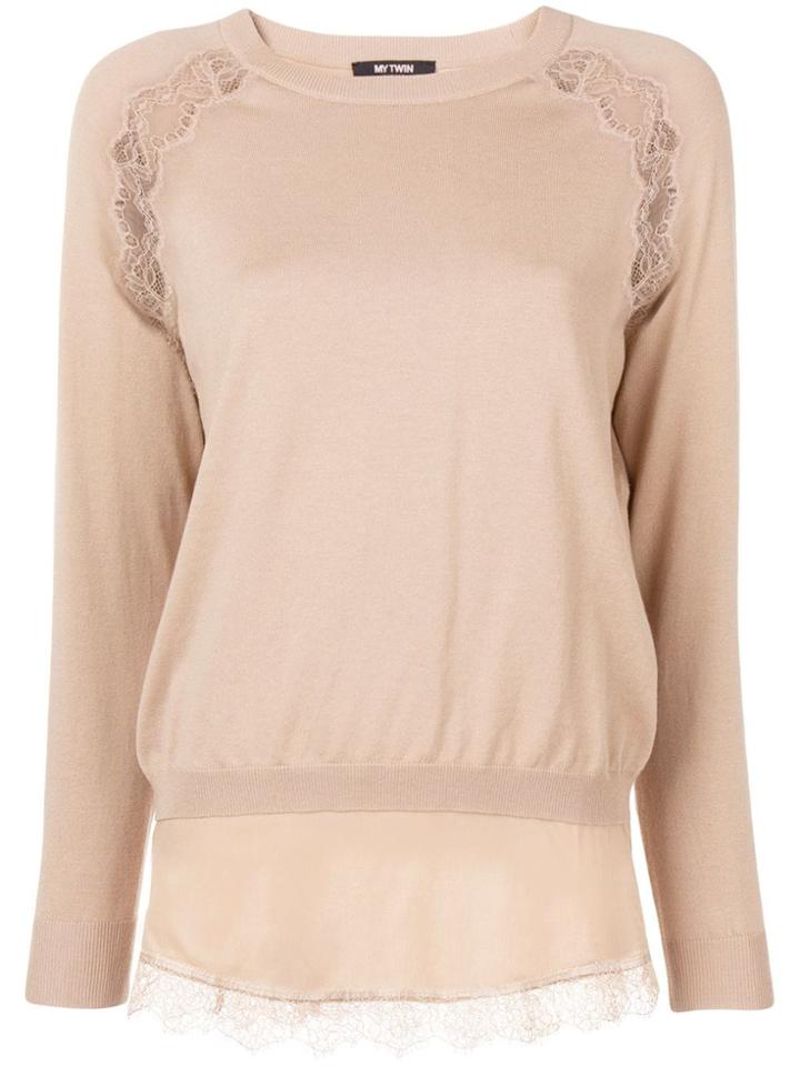 Twin-set Lace Trim Jumper - Neutrals
