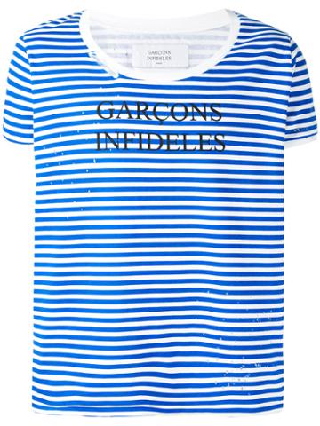 Garcons Infideles - Striped Logo T-shirt - Unisex - Cotton - M, Blue, Cotton