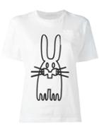 Peter Jensen Rabbit Print T-shirt, Women's, Size: Small, White, Cotton