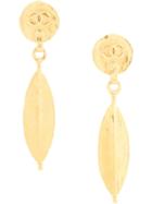 Chanel Pre-owned Swinging Leaf Logo Earrings - Gold