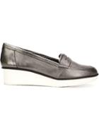 Robert Clergerie Wedge Loafers, Women's, Size: 39, Grey, Cotton/calf Leather/leather/rubber