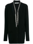 Givenchy - Chain Trim Cardigan - Women - Cotton/viscose/aluminium/cashmere - Xs, Black, Cotton/viscose/aluminium/cashmere