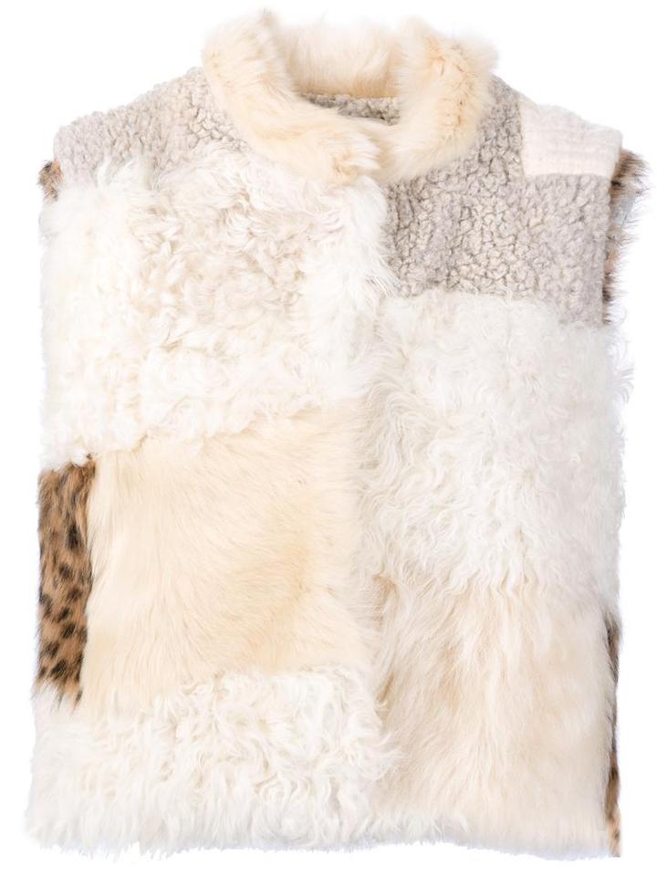 Sea Tonal Patch Gilet, Women's, Size: 2, White, Sheep Skin/shearling