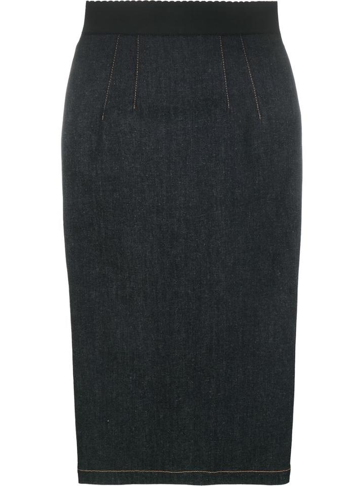 Dolce & Gabbana Denim Pencil Skirt, Women's, Size: 40, Blue, Cotton/polyester/spandex/elastane