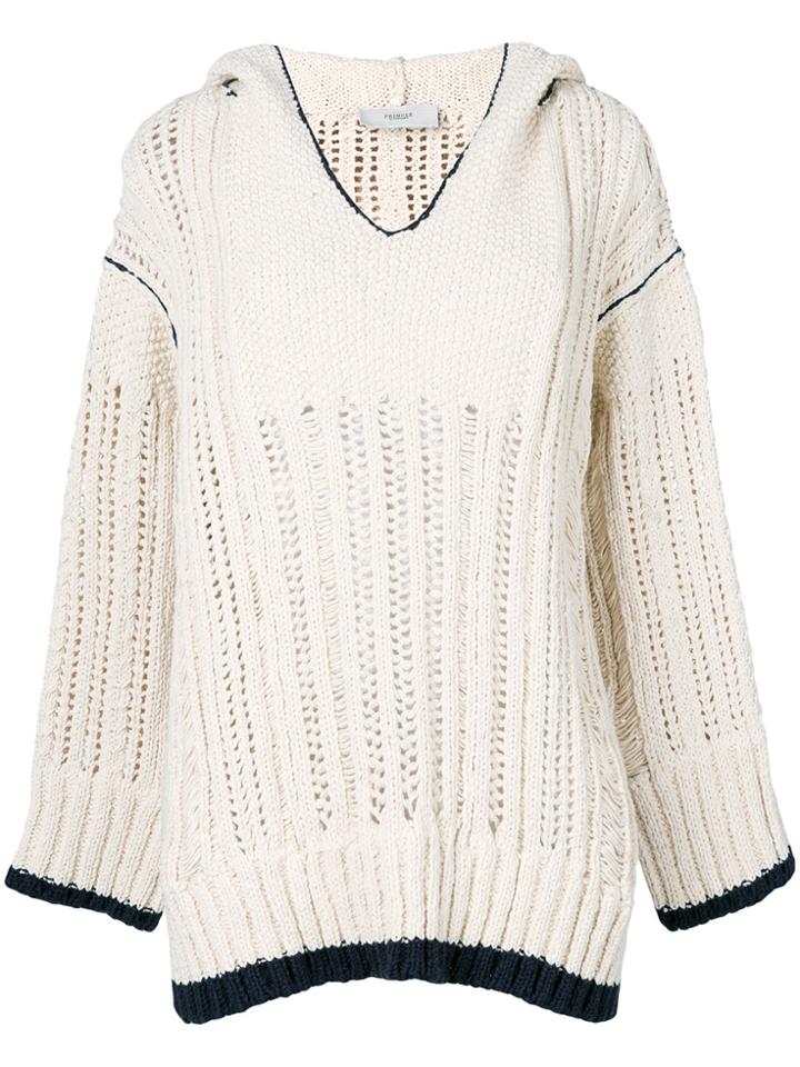 Pringle Of Scotland Textured Knitted Hoodie - Nude & Neutrals
